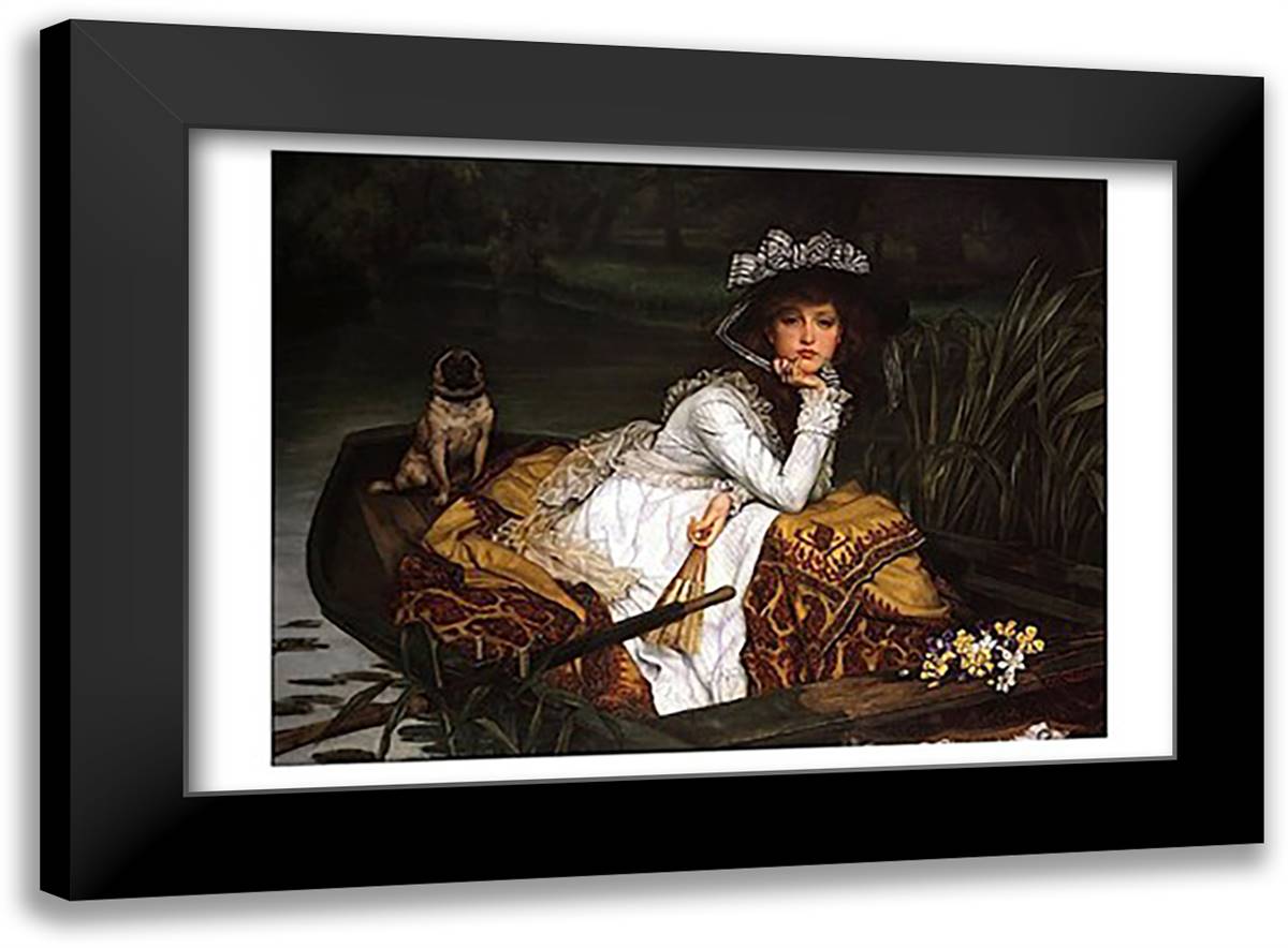 Lady in a Boat 23x17 Black Modern Wood Framed Art Print Poster by Tissot, James