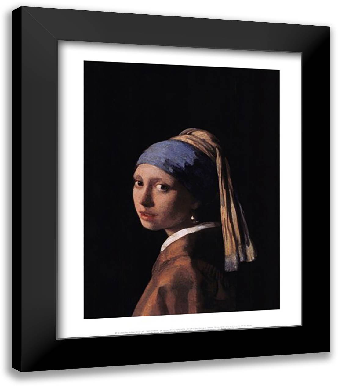 Girl with a Pearl Earring, c.1665 15x18 Black Modern Wood Framed Art Print Poster by Vermeer, Johannes