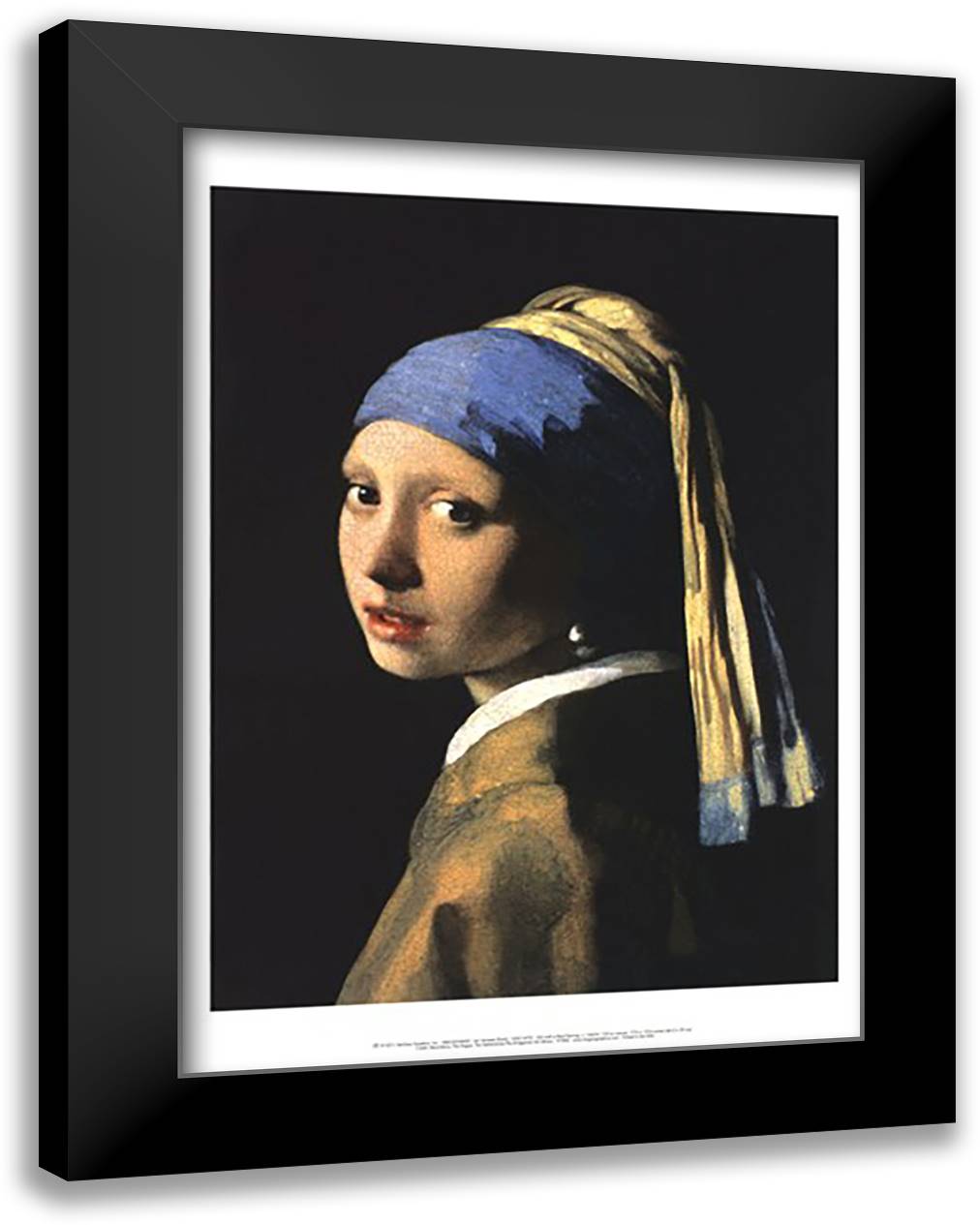 Girl with a Pearl Earring 17x23 Black Modern Wood Framed Art Print Poster by Vermeer, Johannes