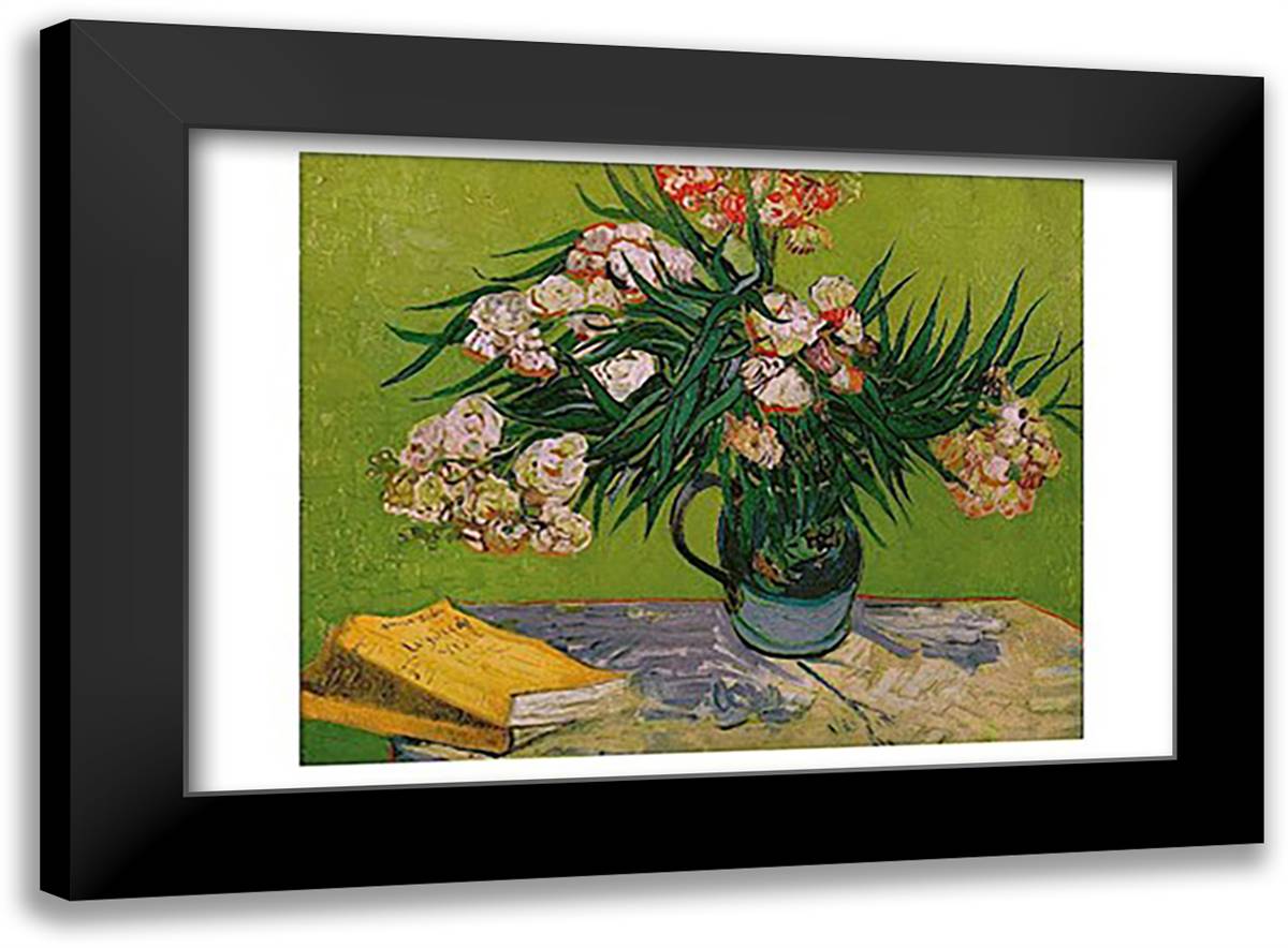 Still Life with Oleander 23x17 Black Modern Wood Framed Art Print Poster by Van Gogh, Vincent