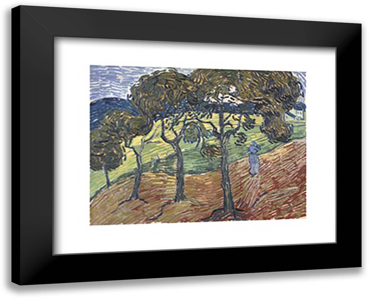 Landscape with Figures, c.1889 18x15 Black Modern Wood Framed Art Print Poster by Van Gogh, Vincent