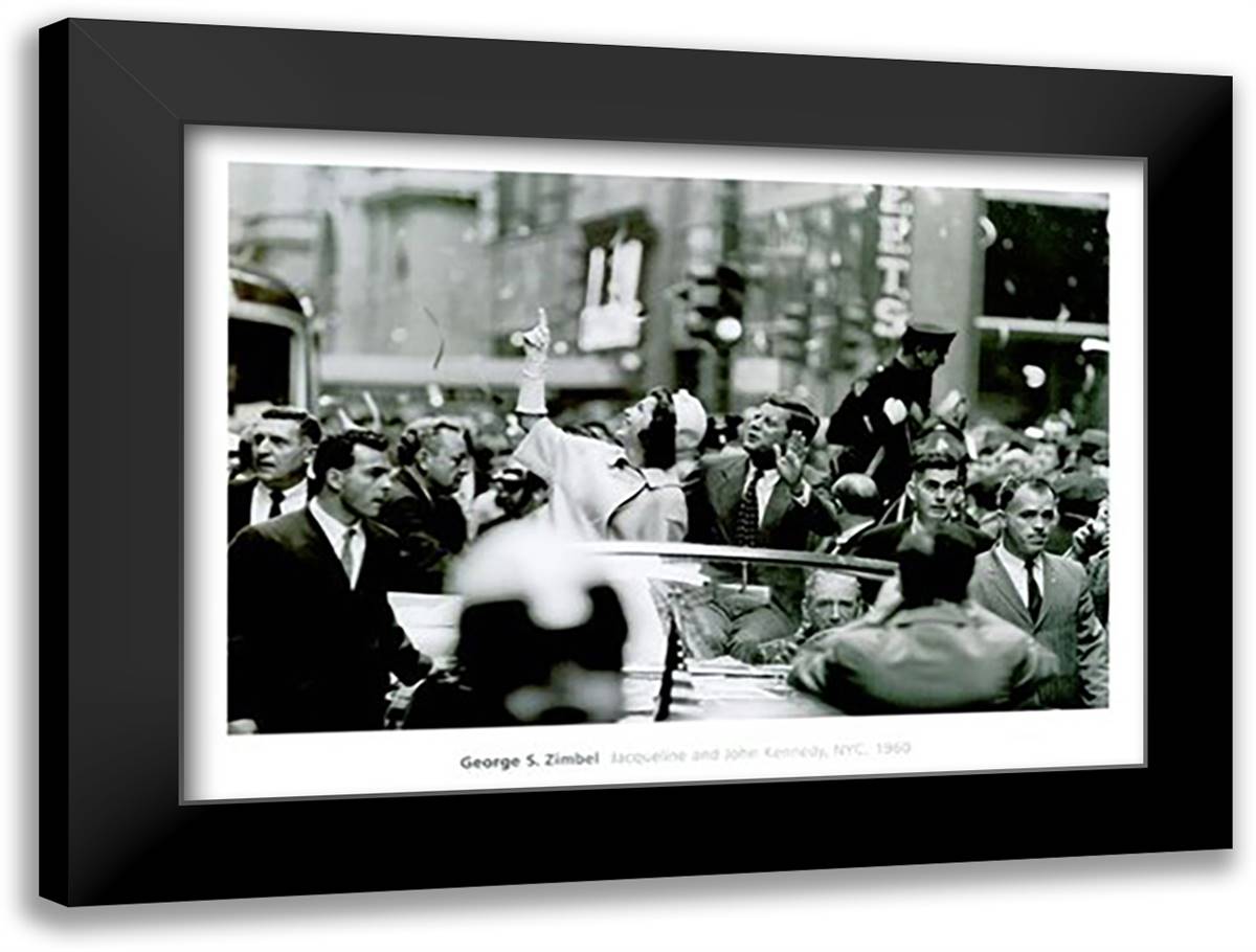 Jacqueline and John Kennedy, NYC, 1960 40x28 Black Modern Wood Framed Art Print Poster by Zimbel, George