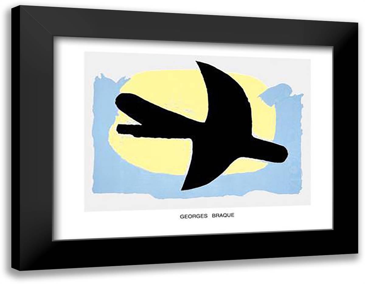 Oiseau Bleu et Jaune, 1960 36x28 Black Modern Wood Framed Art Print Poster by Braque, Georges