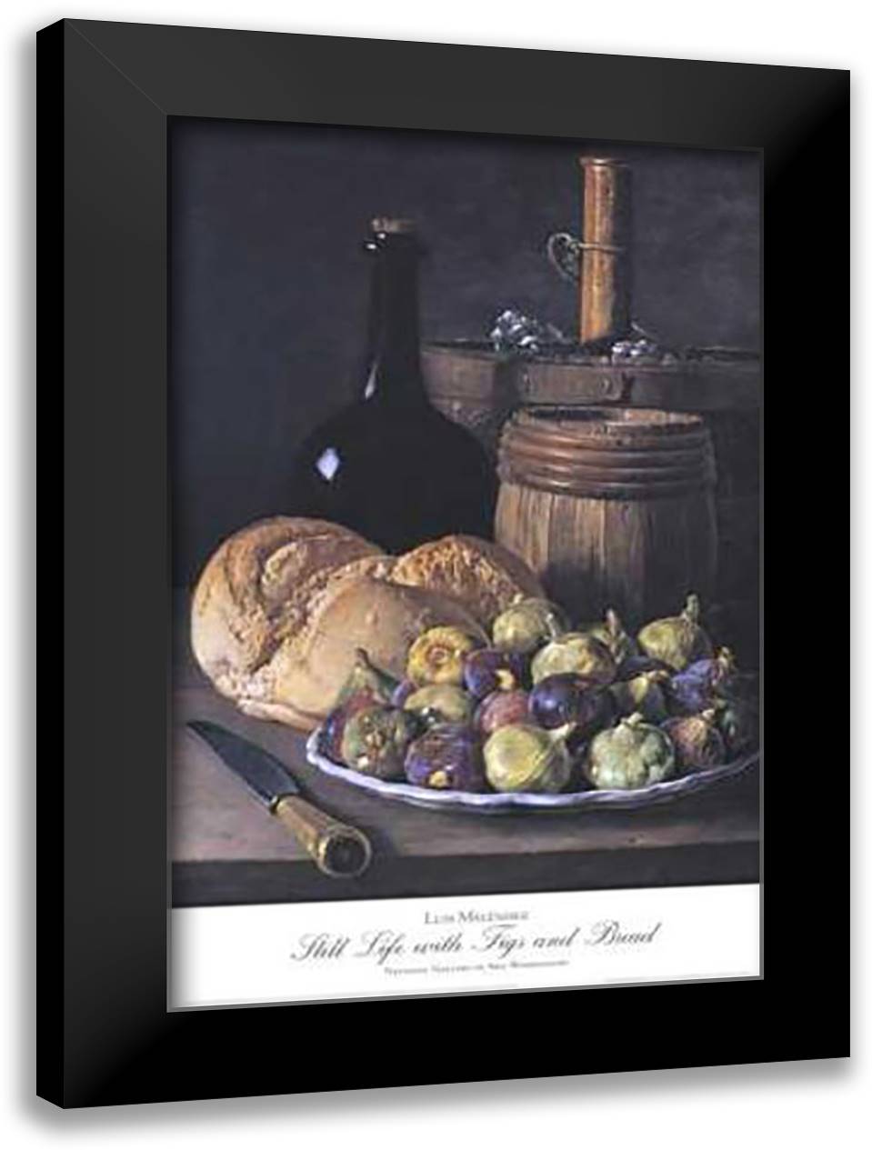 Still Life with Figs 28x38 Black Modern Wood Framed Art Print Poster by Melendez, Luis