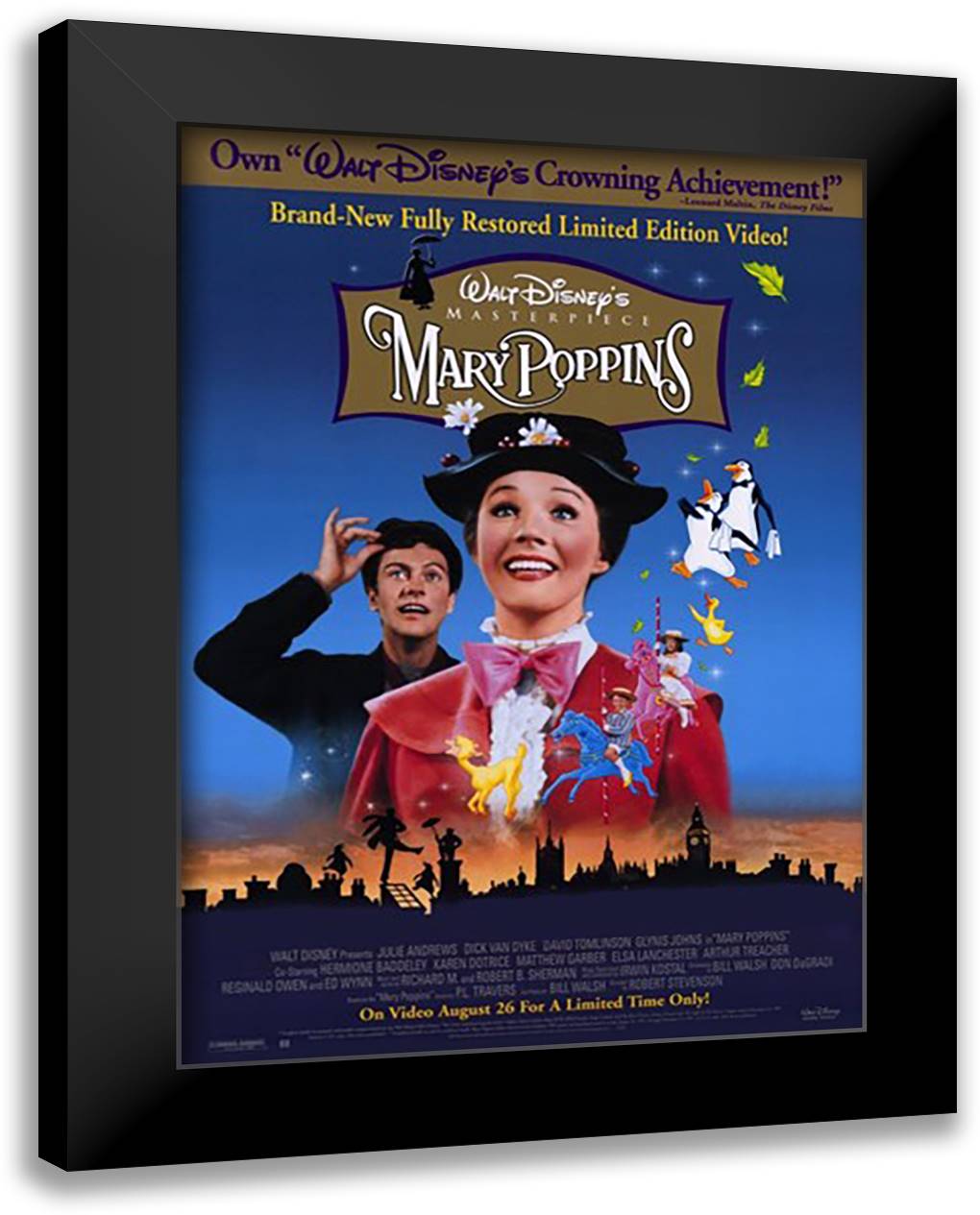Mary Poppins 15x21 Black Modern Wood Framed Art Print Poster