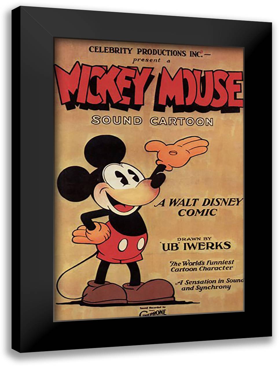 Mickey Mouse 15x21 Black Modern Wood Framed Art Print Poster