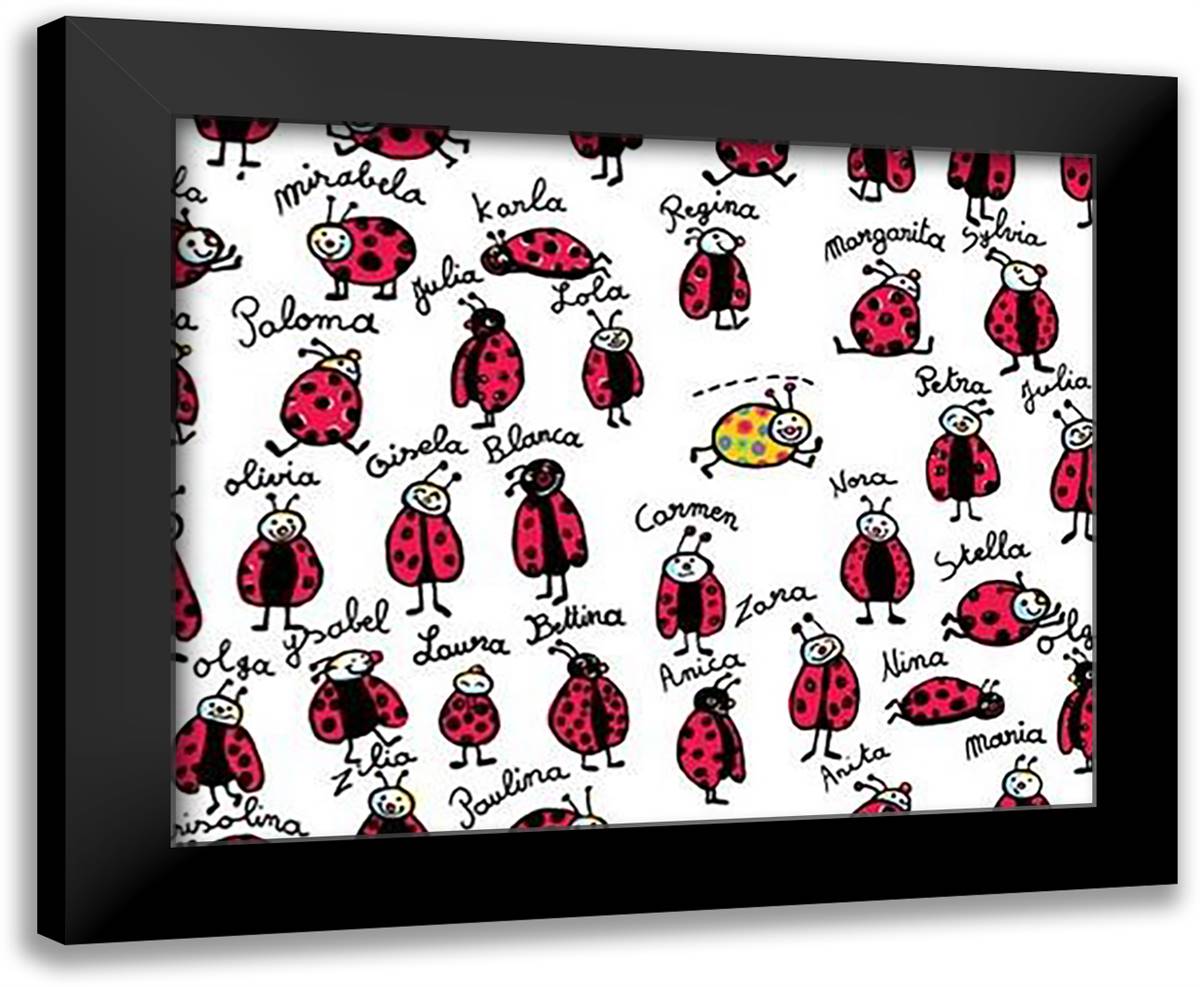 Ladybirds 16x14 Black Modern Wood Framed Art Print Poster by Prigent, Andree