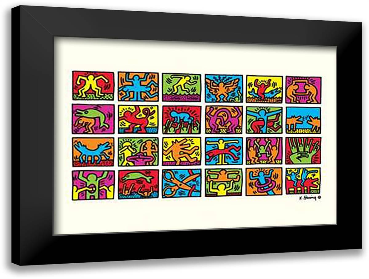 Retrospect 1989 32x24 Black Modern Wood Framed Art Print Poster by Haring, Keith