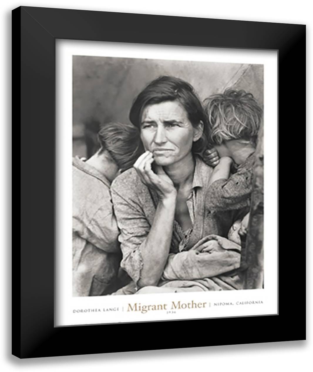 Migrant Mother, Nipoma California, 1936 28x36 Black Modern Wood Framed Art Print Poster by Lange, Dorothea