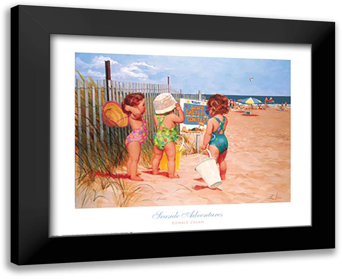 Seaside Adventures 32x26 Black Modern Wood Framed Art Print Poster by Zolan, Donald