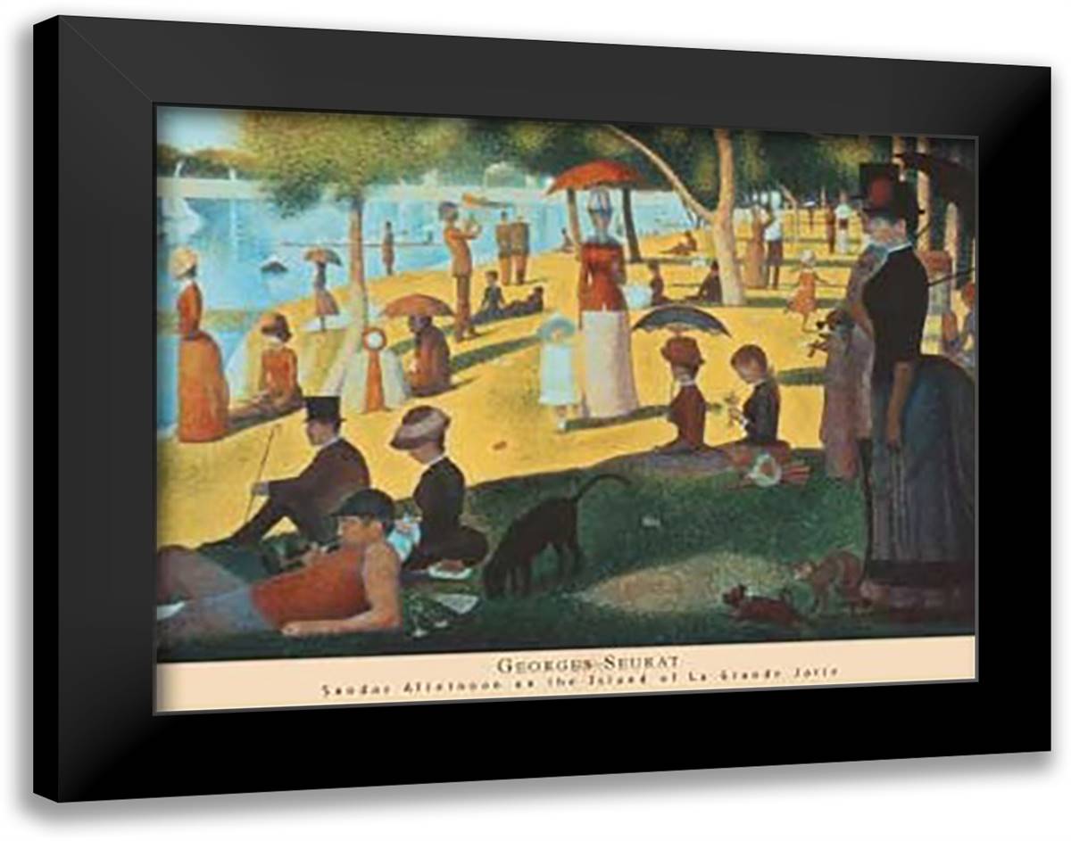 Sunday Afternoon on the Island of La Grande Jatte, c.1886 36x28 Black Modern Wood Framed Art Print Poster by Seurat, Georges
