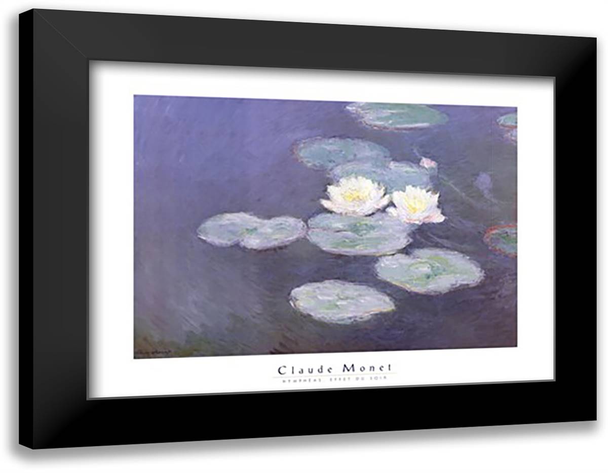 Nympheas Effet du Soir 36x28 Black Modern Wood Framed Art Print Poster by Monet, Claude