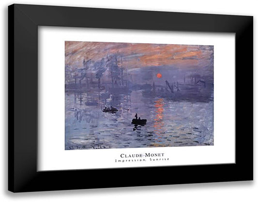 Impression, Sunrise, c.1872 (blue) 36x28 Black Modern Wood Framed Art Print Poster by Monet, Claude
