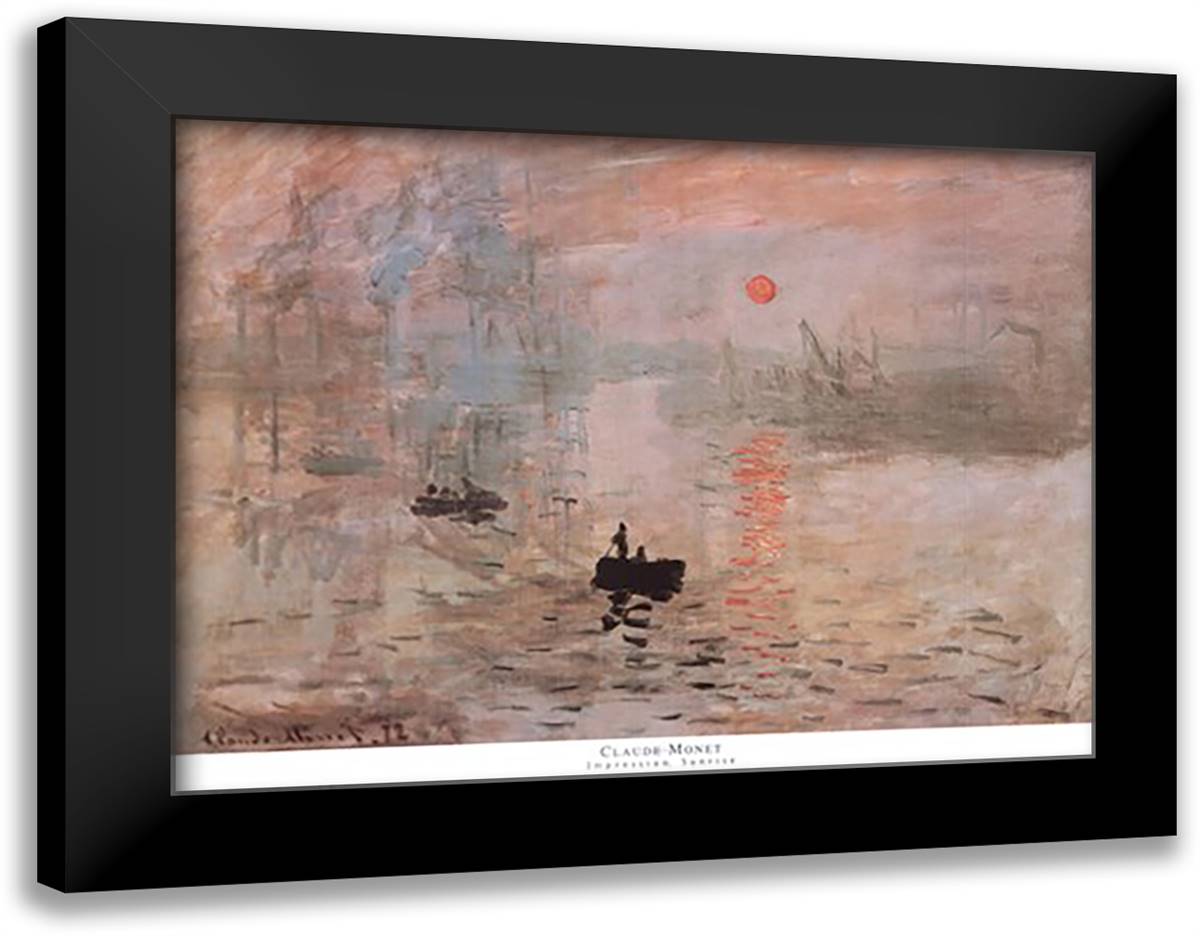Impression, Sunrise, c.1872 (green) 36x28 Black Modern Wood Framed Art Print Poster by Monet, Claude