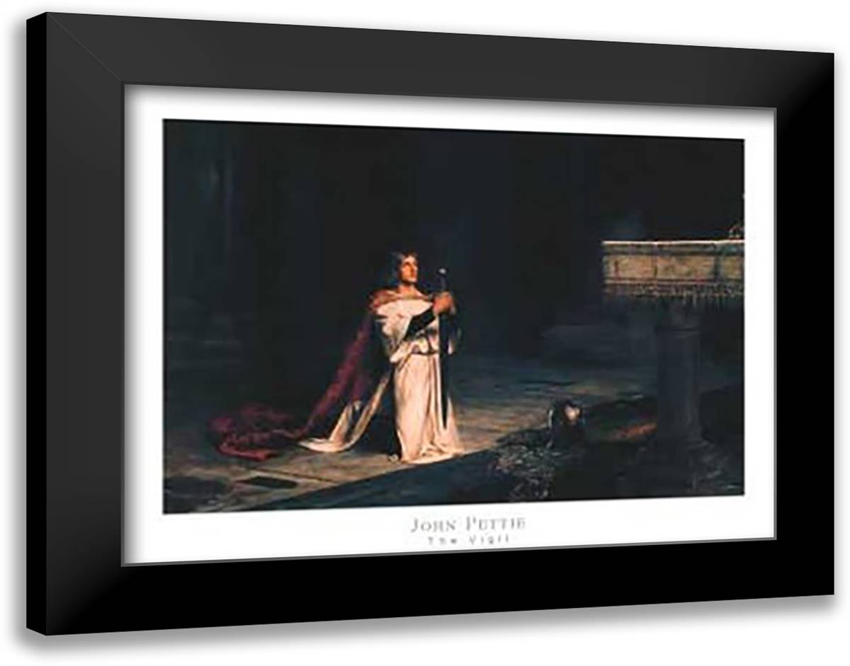 The Vigil 32x24 Black Modern Wood Framed Art Print Poster by Pettie, John