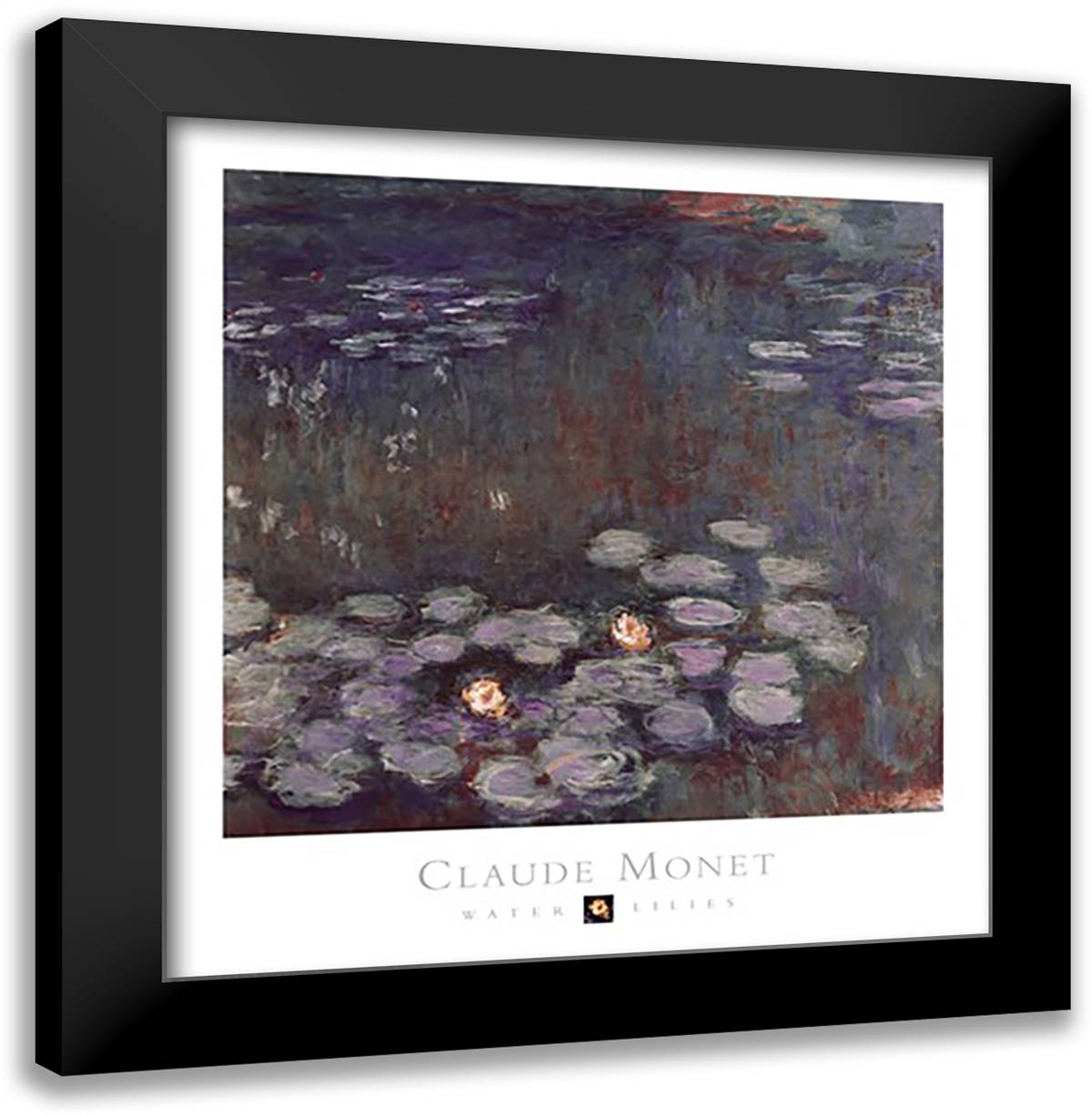 Water Lilies 28x30 Black Modern Wood Framed Art Print Poster by Monet, Claude