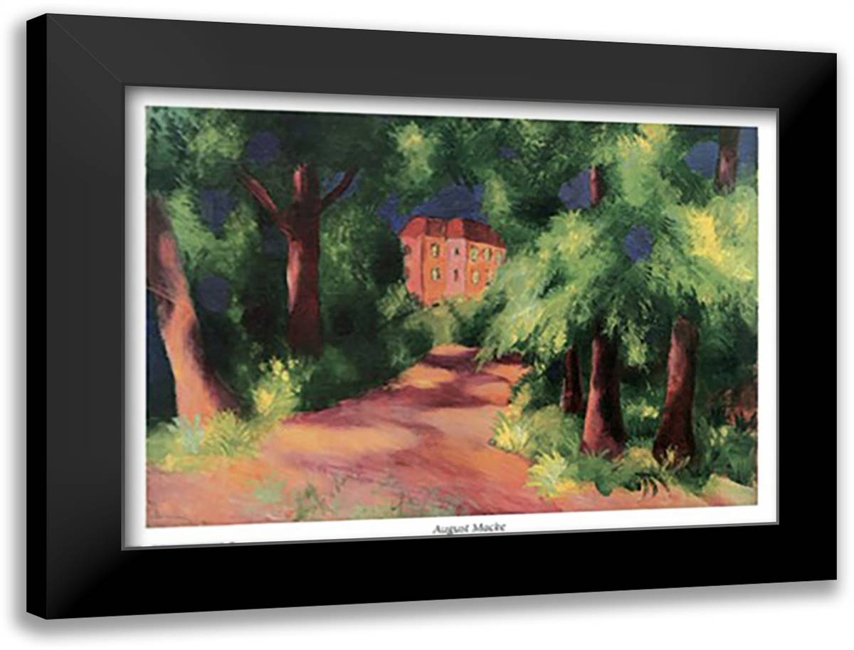 Rotes Haus im Park 32x24 Black Modern Wood Framed Art Print Poster by Macke, August