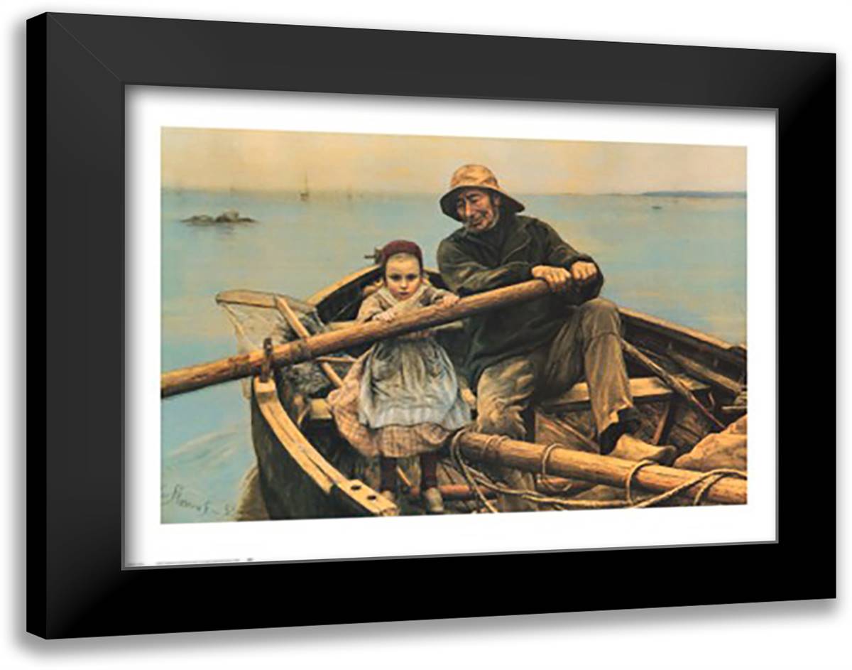 The Helping Hand, 1881 22x20 Black Modern Wood Framed Art Print Poster by Renouf, Emile