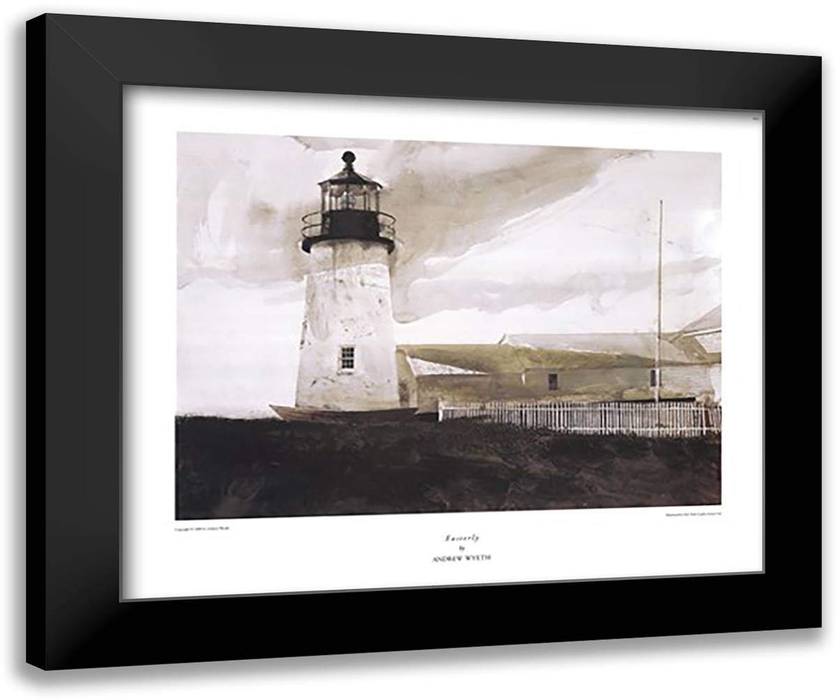 Easterly 34x28 Black Modern Wood Framed Art Print Poster by Wyeth, Andrew