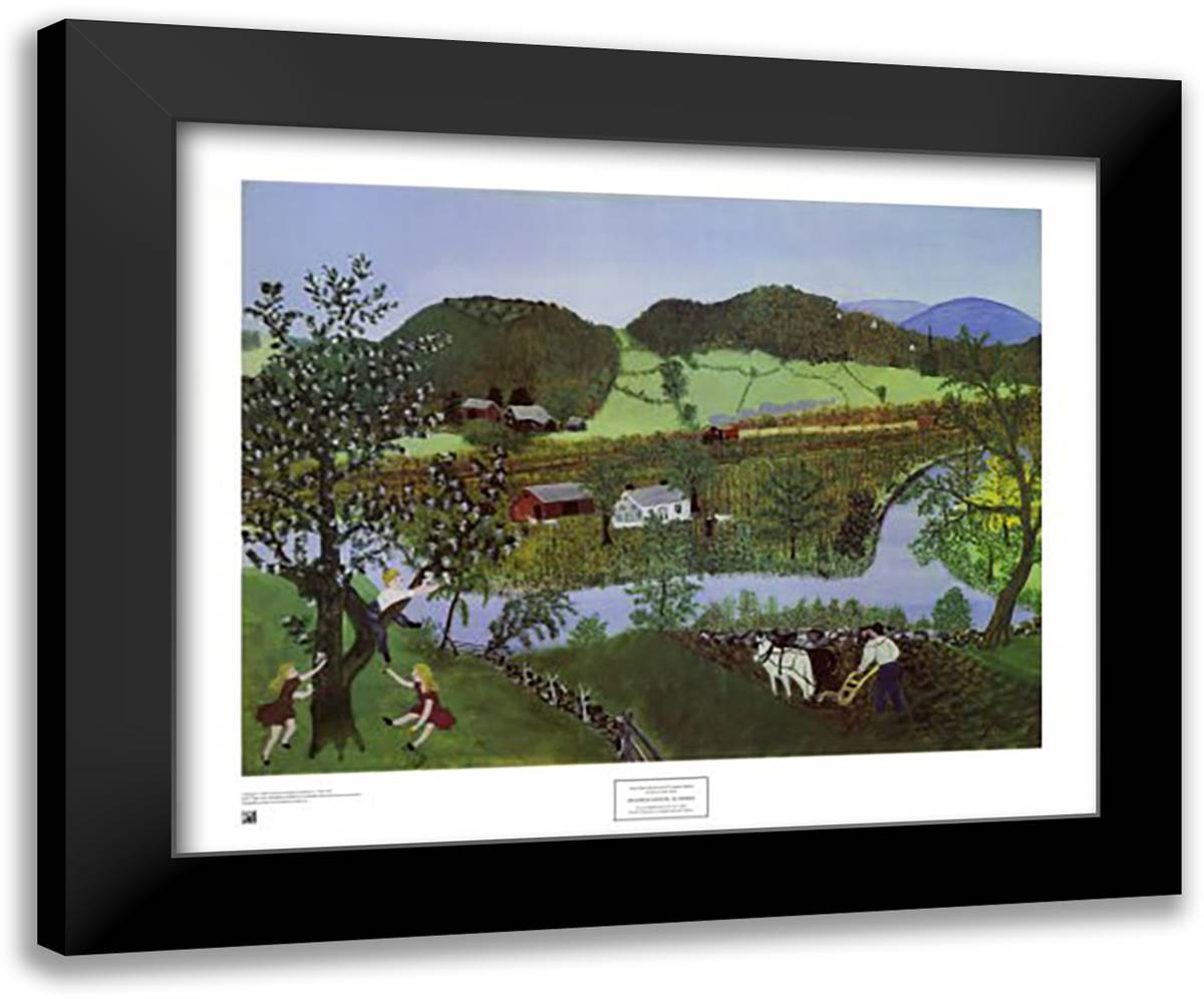 Hoosick River, Summer, 1952 33x28 Black Modern Wood Framed Art Print Poster by Grandma Moses