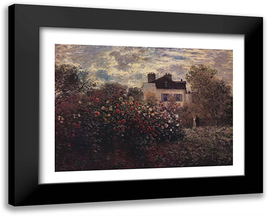 The Artist's Garden in Argenteuil (A Corner of the Garden with Dahlias), c.1873 34x28 Black Modern Wood Framed Art Print Poster by Monet, Claude