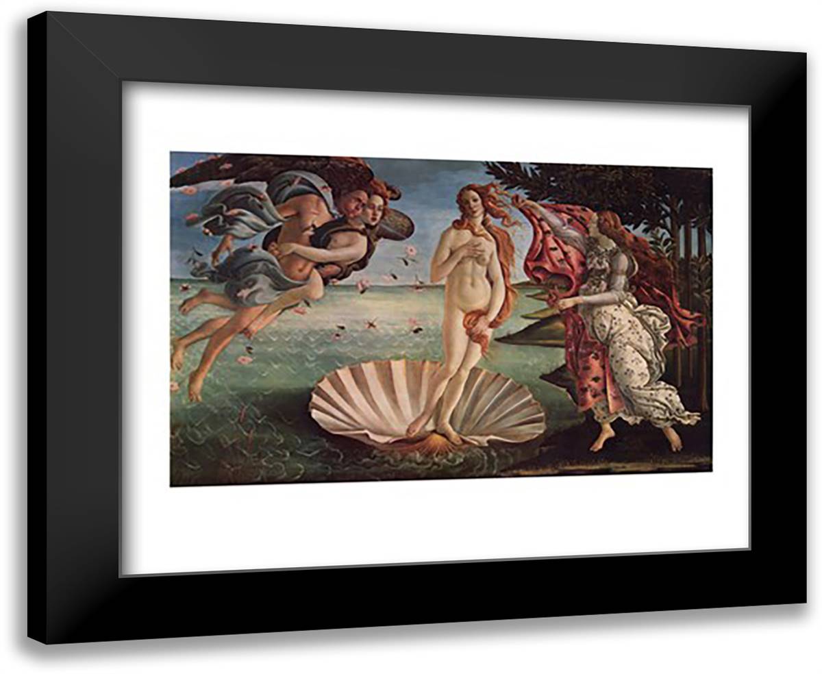 Birth of Venus 34x28 Black Modern Wood Framed Art Print Poster by Botticelli, Sandro