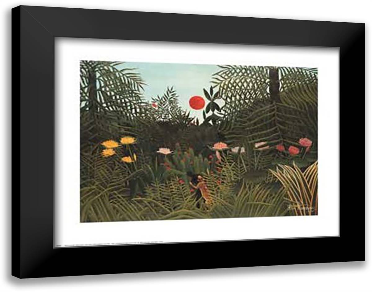 Virgin Forest 30x22 Black Modern Wood Framed Art Print Poster by Rousseau, Henri