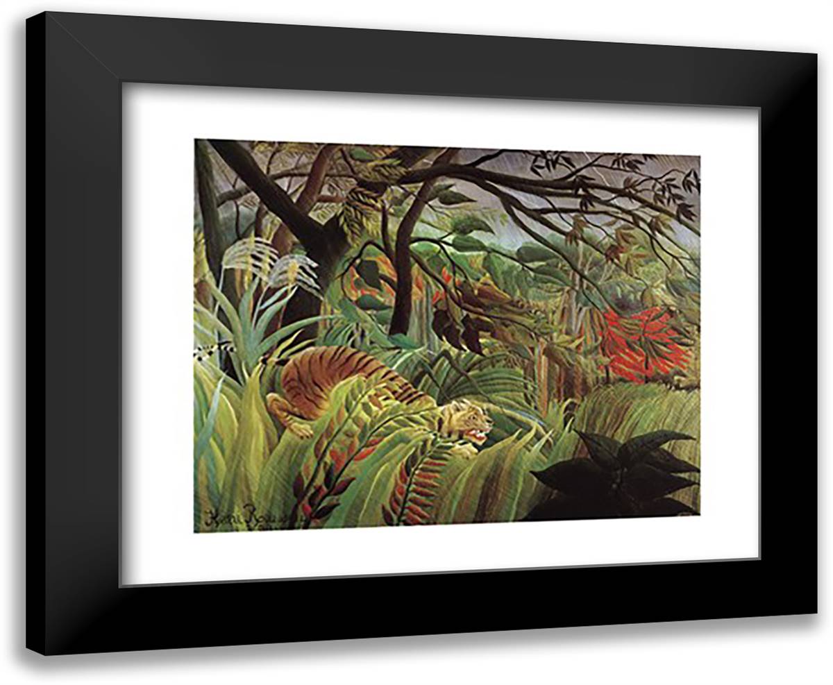 Surprised! Storm in the Forest 34x28 Black Modern Wood Framed Art Print Poster by Rousseau, Henri