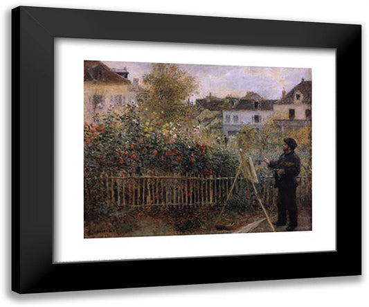 Monet Painting in the Garden at Argenteuil, 1873 34x28 Black Modern Wood Framed Art Print Poster by Renoir, Pierre-Auguste