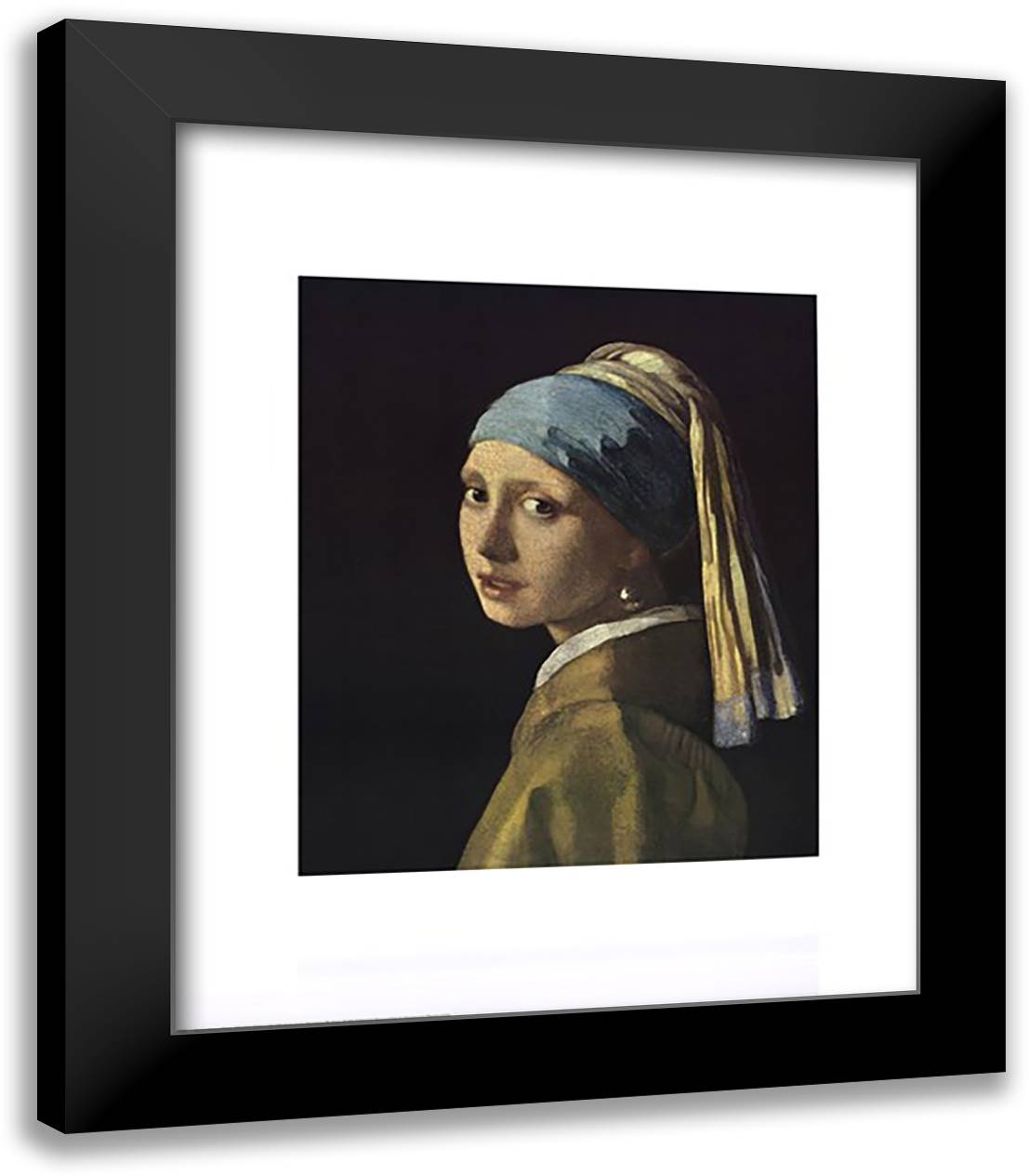 Girl with a Pearl Earring, c.1665 28x34 Black Modern Wood Framed Art Print Poster by Vermeer, Johannes