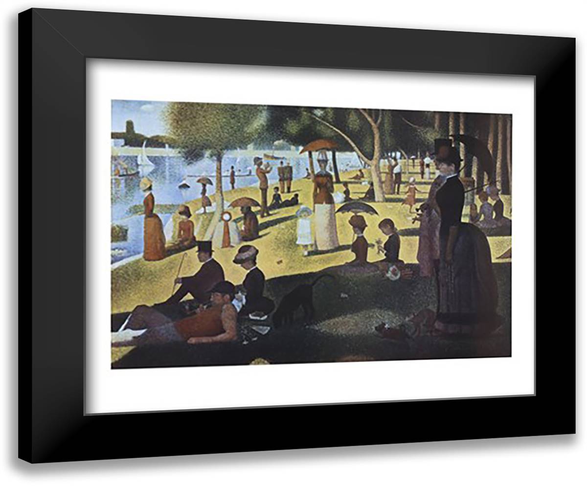 Sunday Afternoon on the Island of La Grande Jatte, c.1886 34x28 Black Modern Wood Framed Art Print Poster by Seurat, Georges