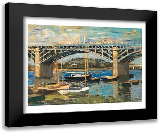Bridge at Argenteuil 34x28 Black Modern Wood Framed Art Print Poster by Monet, Claude