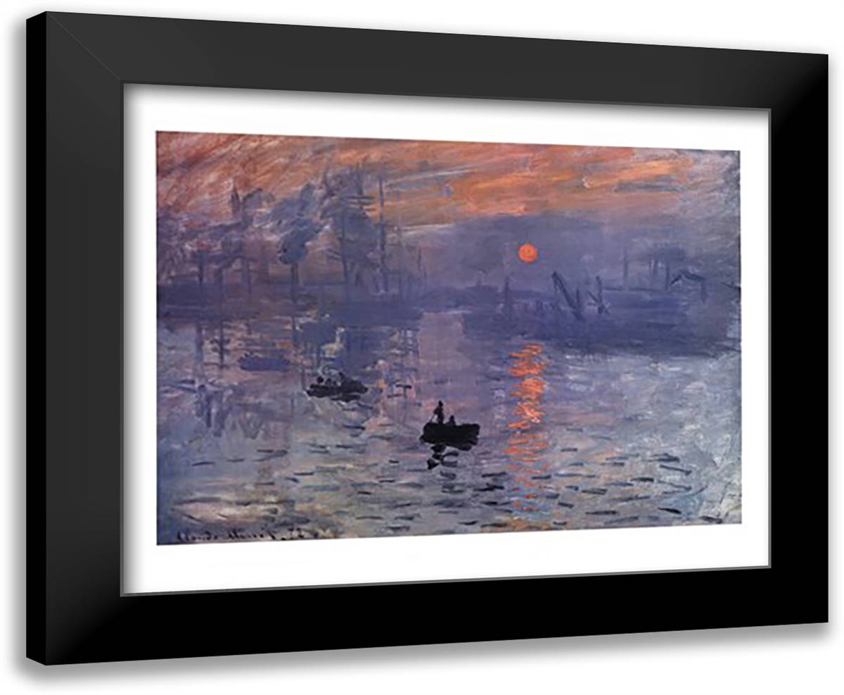 Impression, Sunrise, c.1872 (blue) 34x28 Black Modern Wood Framed Art Print Poster by Monet, Claude