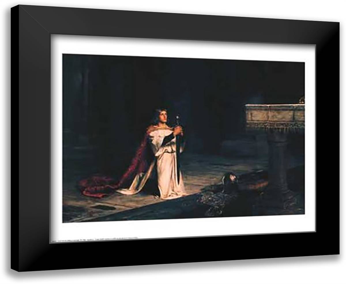 The Vigil 32x24 Black Modern Wood Framed Art Print Poster by Pettie, John