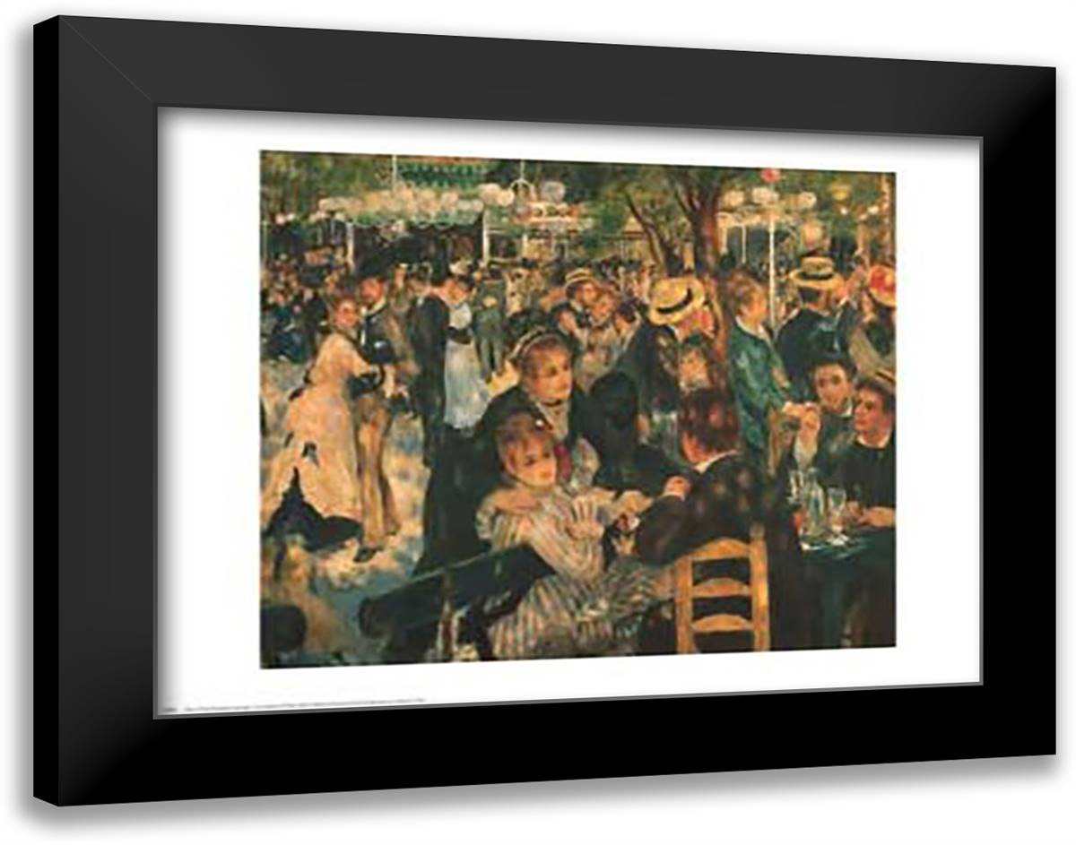 La Moulin de la Galette 34x28 Black Modern Wood Framed Art Print Poster by Renoir, Pierre-Auguste