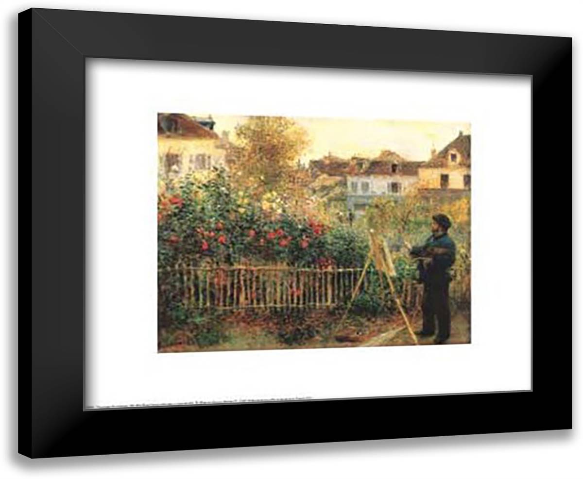 Monet Painting in the Garden at Argenteuil, 1873 18x15 Black Modern Wood Framed Art Print Poster by Renoir, Pierre-Auguste