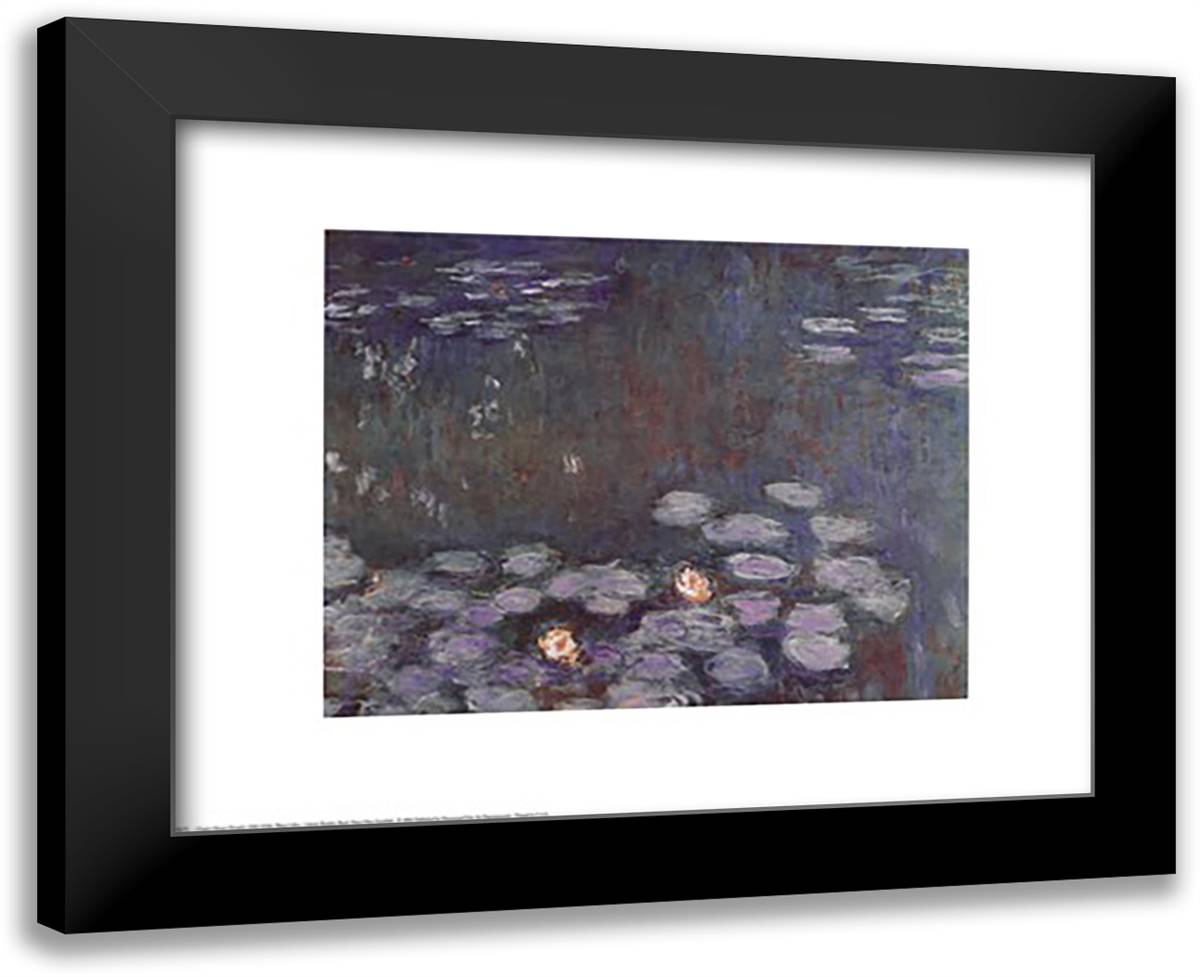 Water Lilies 24x20 Black Modern Wood Framed Art Print Poster by Monet, Claude