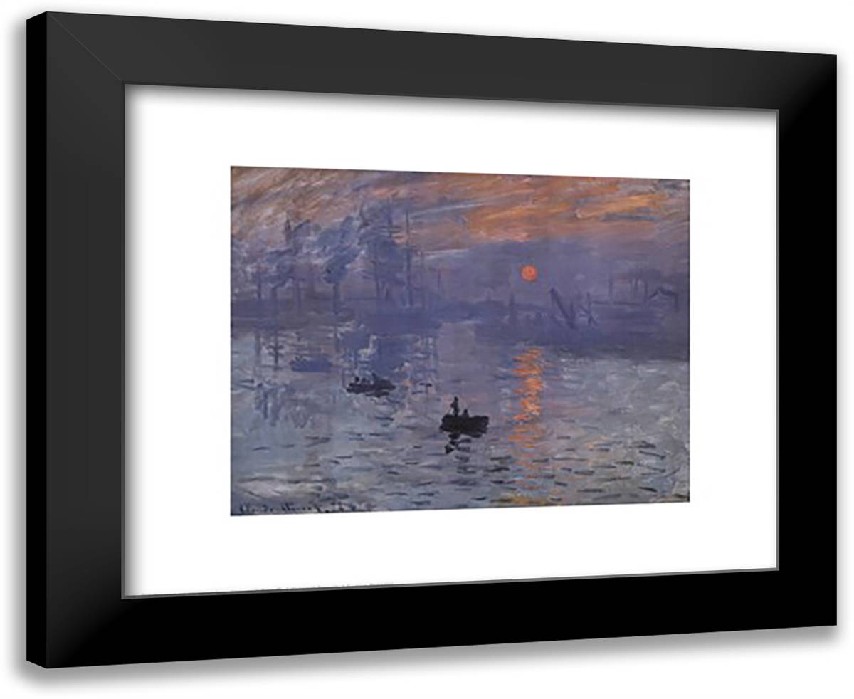 Impression, Sunrise, c.1872 (blue) 24x20 Black Modern Wood Framed Art Print Poster by Monet, Claude