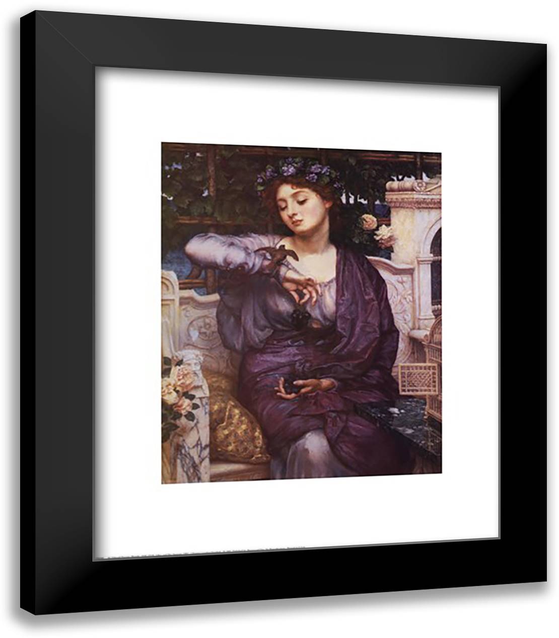 Libra and Her Sparrow 1907 20x24 Black Modern Wood Framed Art Print Poster by Poynter, Sir Edmond John