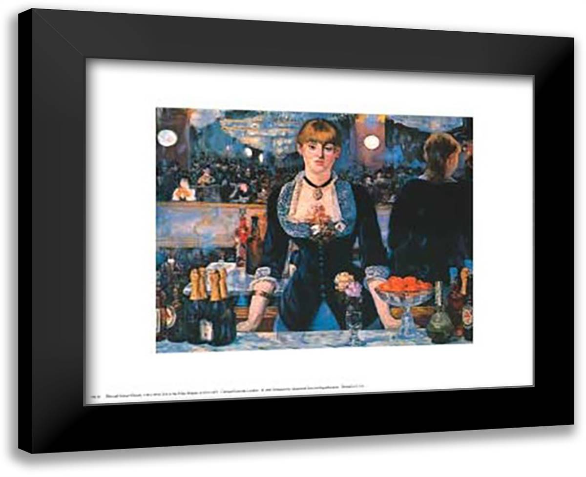 Bar at the Folies Bergere 14x12 Black Modern Wood Framed Art Print Poster by Manet, Edouard