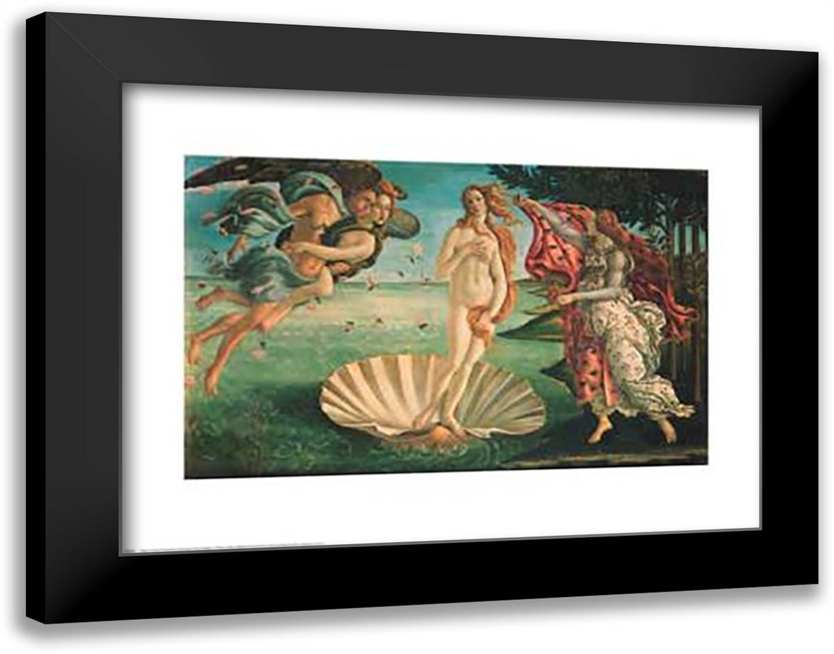 Birth of Venus 14x12 Black Modern Wood Framed Art Print Poster by Botticelli, Sandro