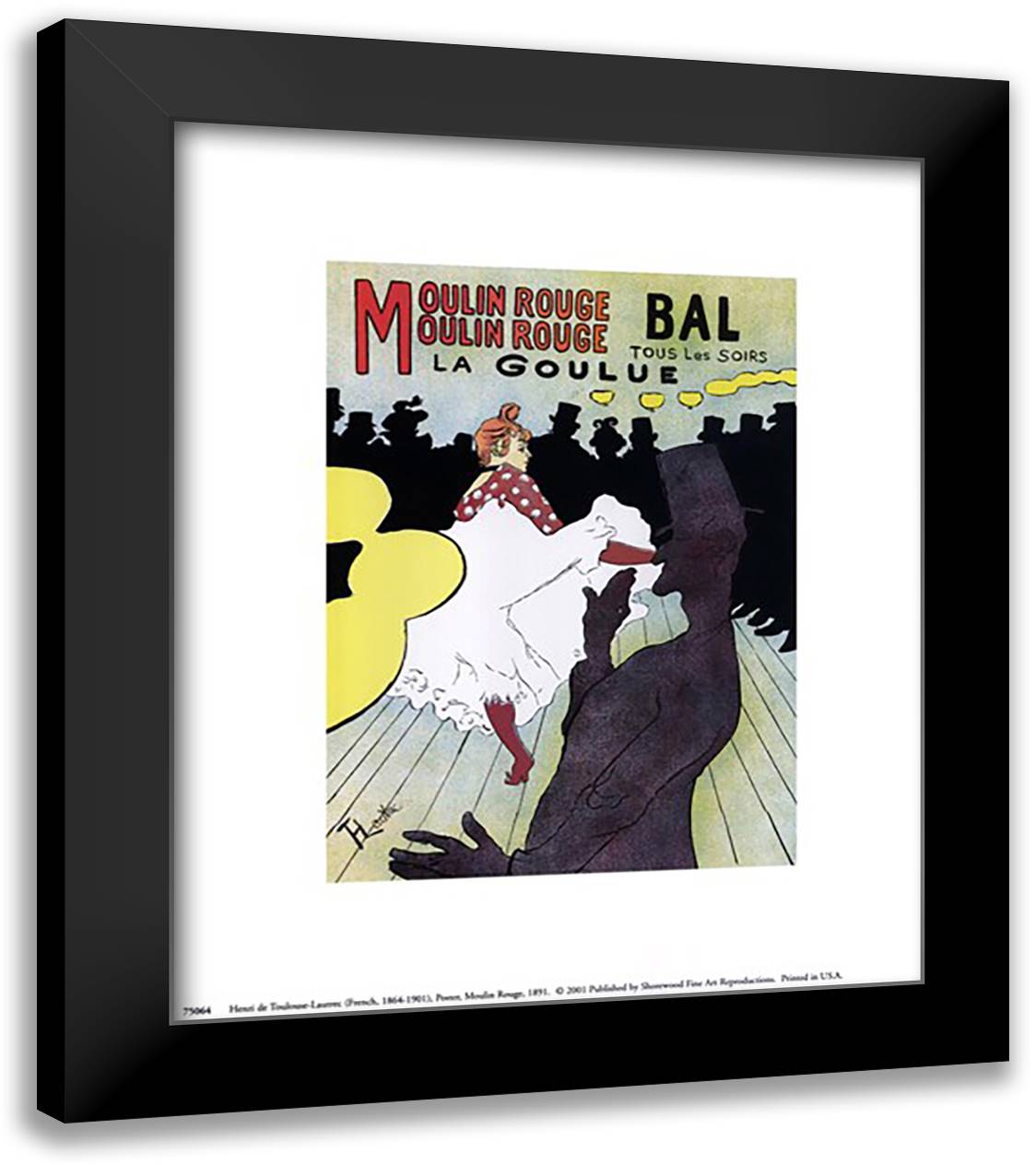 Poster, Moulin Rouge, 1891 12x14 Black Modern Wood Framed Art Print Poster by Toulouse-Lautrec, Henri de