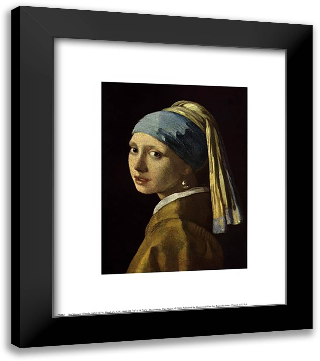 Girl with a Pearl Earring, c.1665 12x14 Black Modern Wood Framed Art Print Poster by Vermeer, Johannes