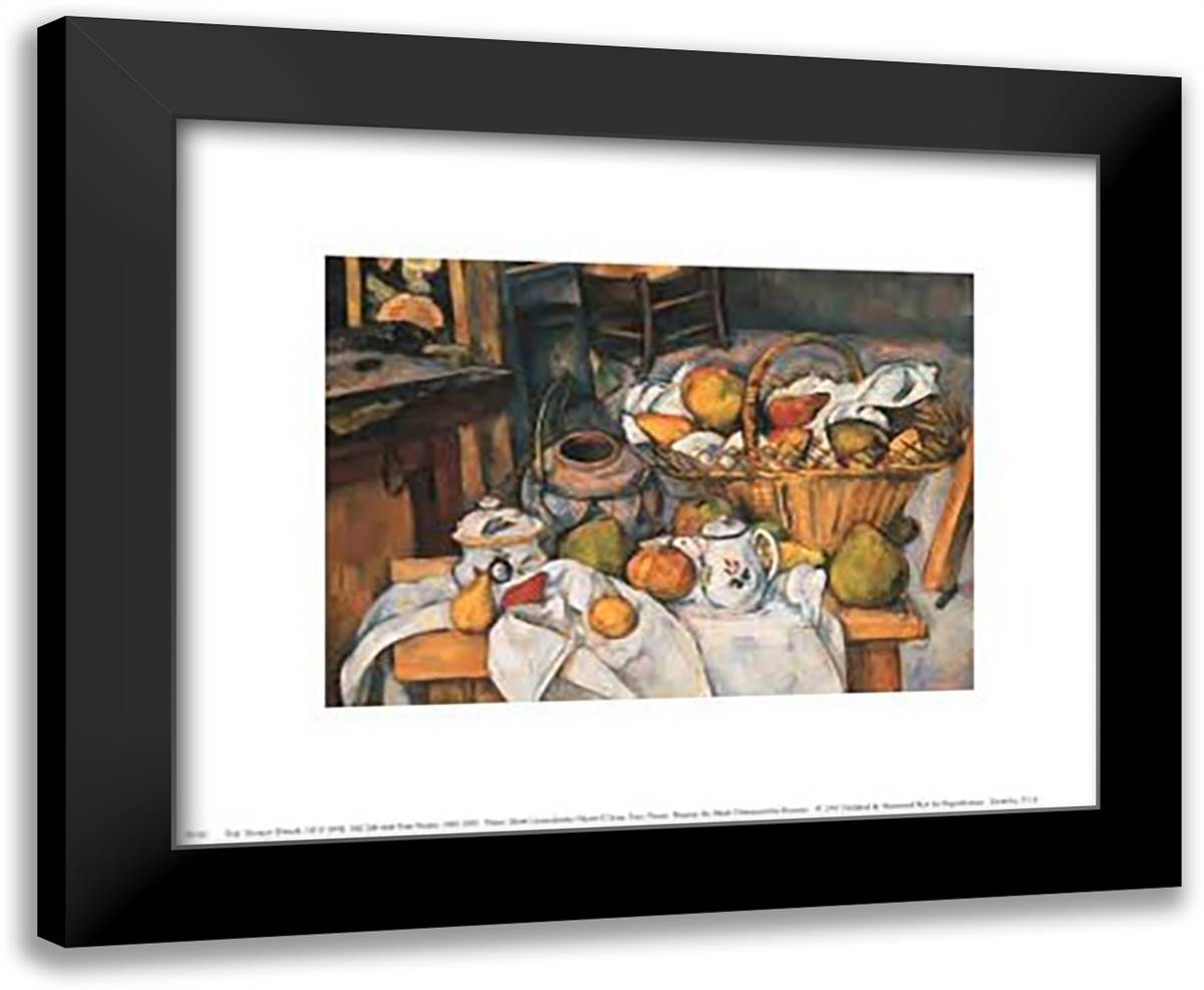Still Life with Fruit Basket 14x12 Black Modern Wood Framed Art Print Poster by Cezanne, Paul