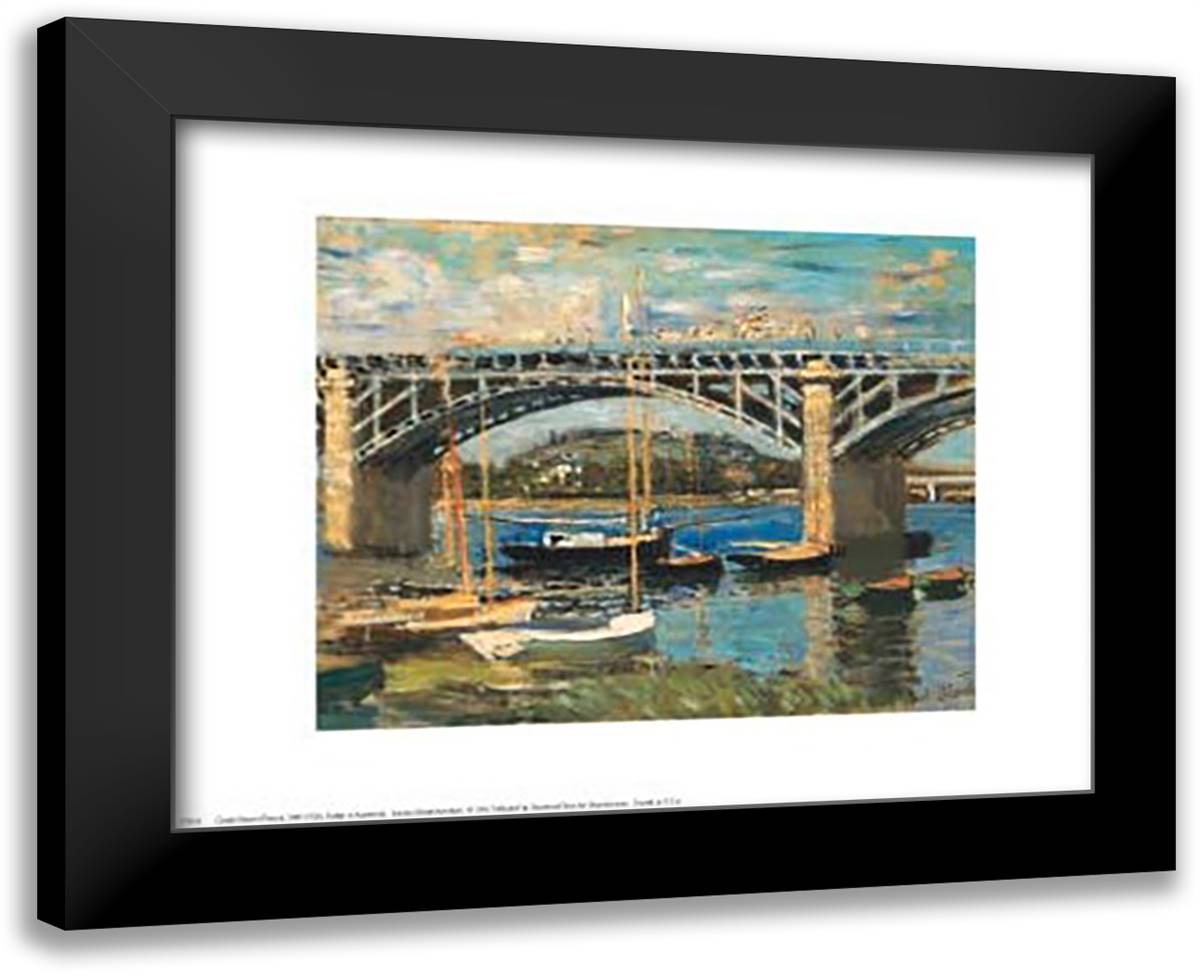 Bridge at Argenteuil 11x9 Black Modern Wood Framed Art Print Poster by Monet, Claude