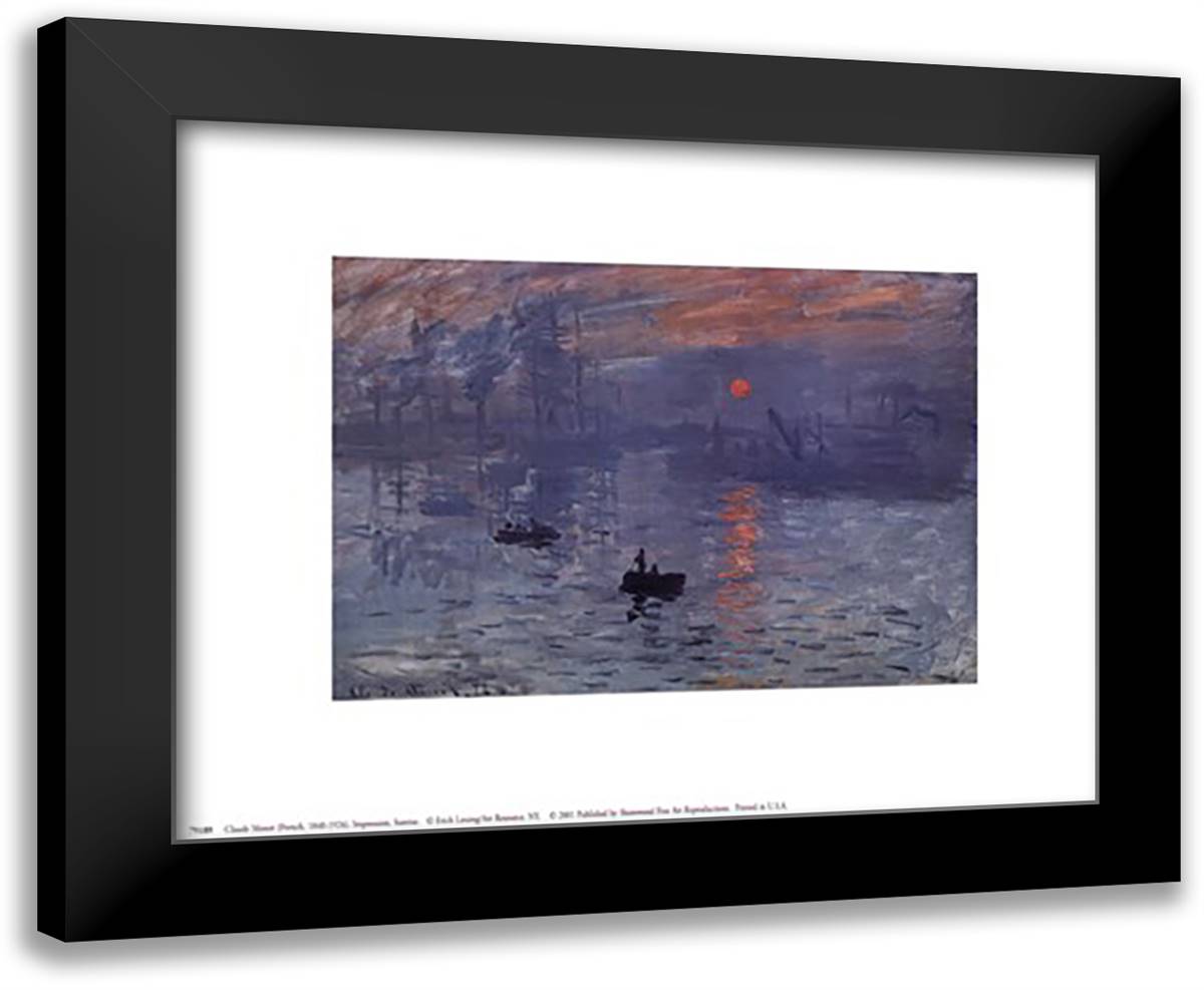 Impression, Sunrise, c.1872 (blue) 14x12 Black Modern Wood Framed Art Print Poster by Monet, Claude