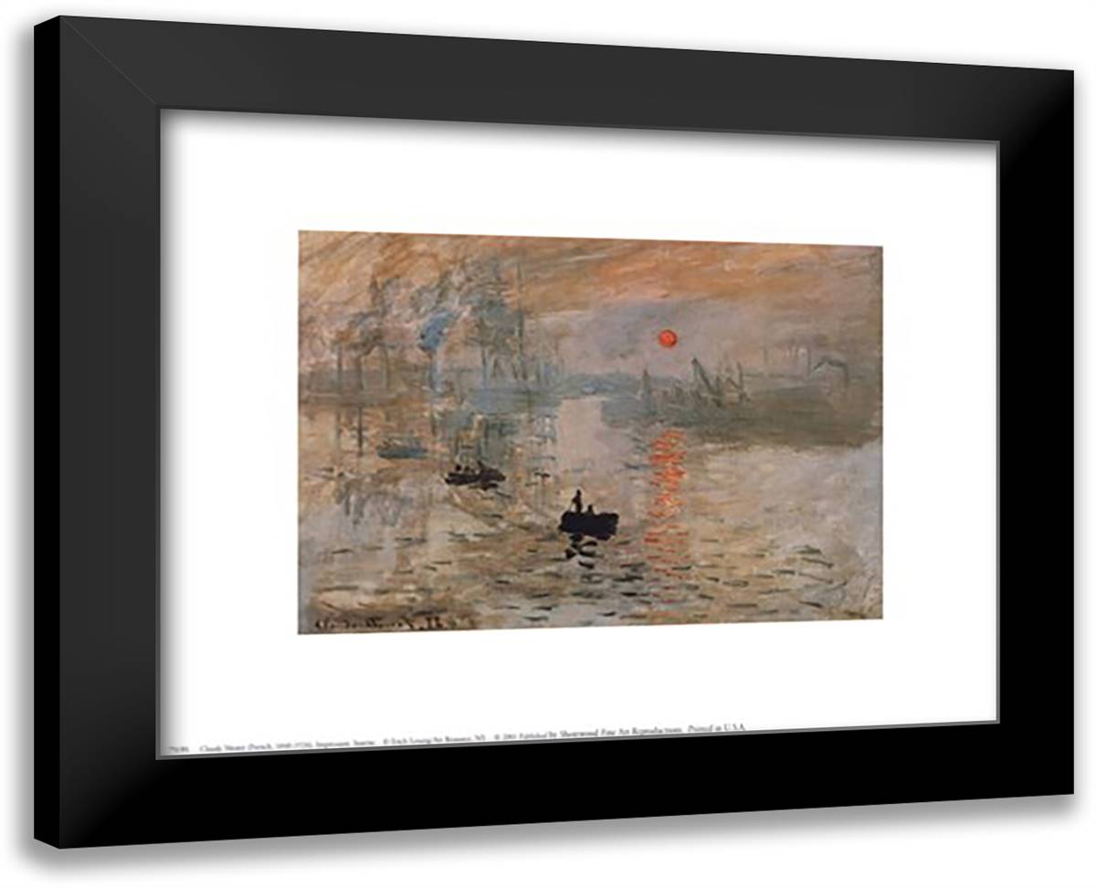 Impression, Sunrise, c.1872 (green) 14x12 Black Modern Wood Framed Art Print Poster by Monet, Claude
