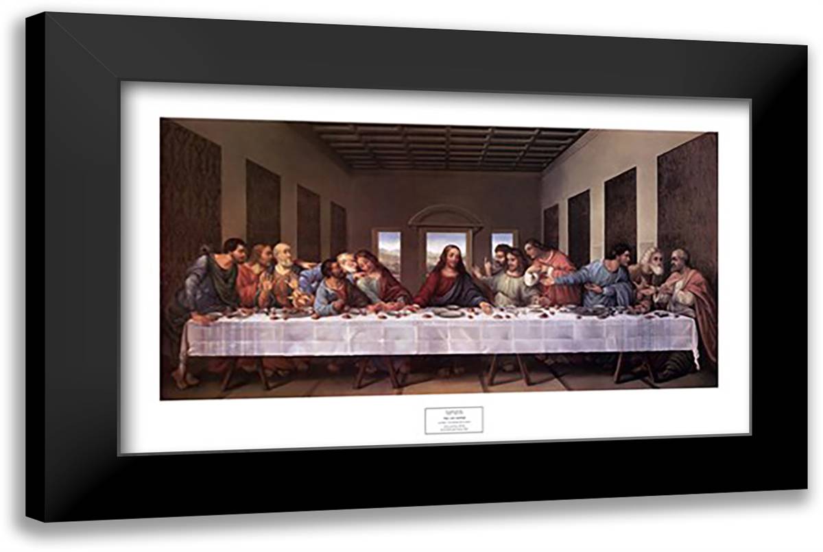 The Last Supper 38x25 Black Modern Wood Framed Art Print Poster by da Vinci, Leonardo