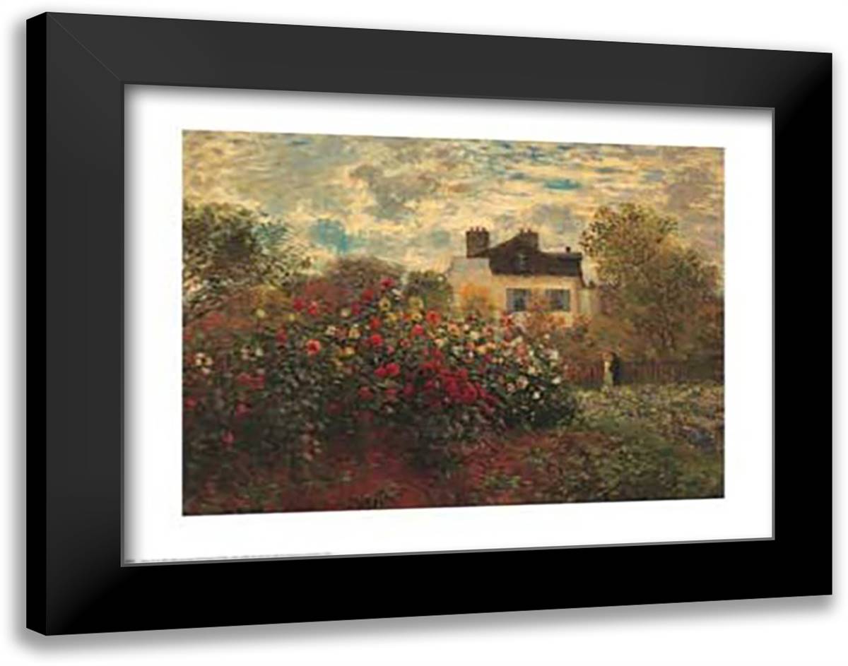 Artist's Garden in Argenteuil 30x23 Black Modern Wood Framed Art Print Poster by Monet, Claude