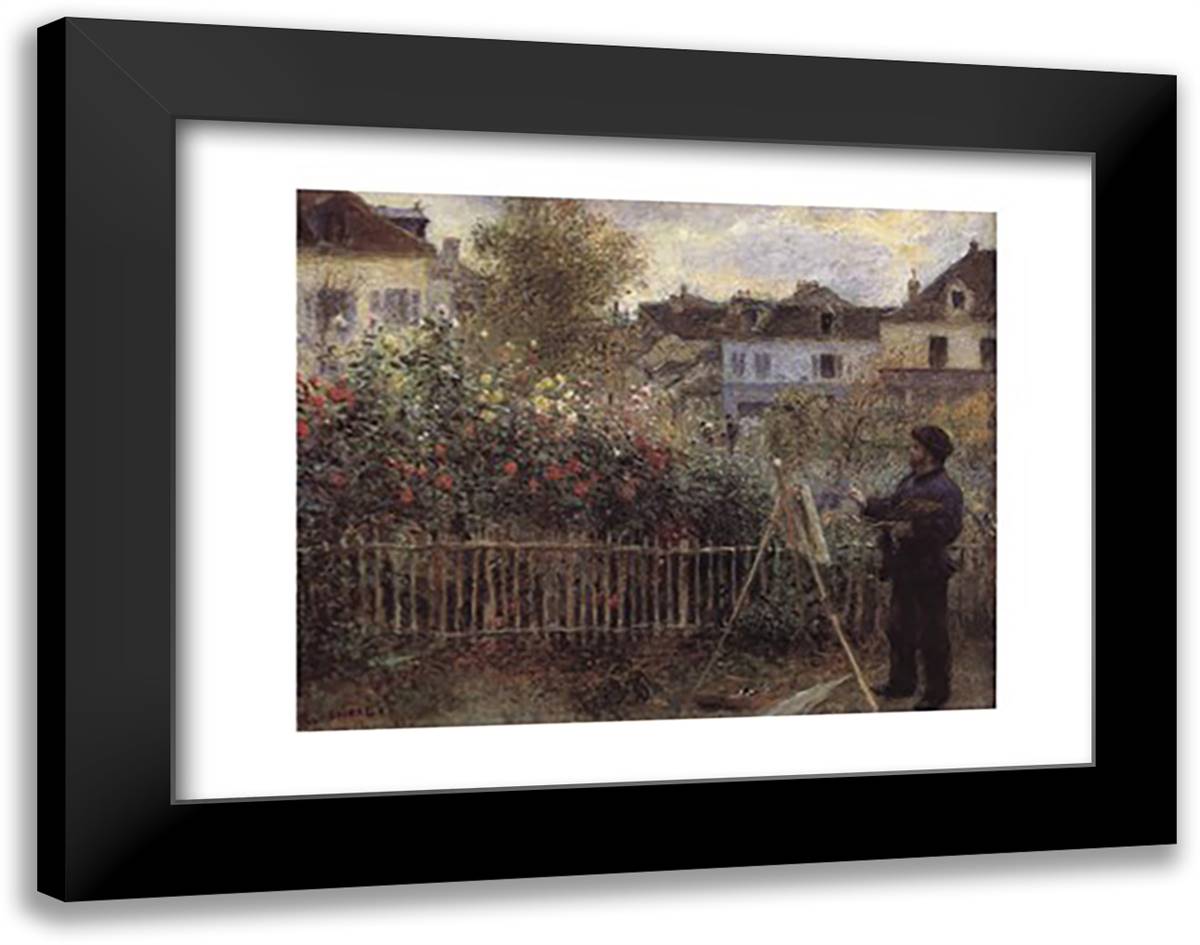 Monet Painting in the Garden at Argenteuil, 1873 36x28 Black Modern Wood Framed Art Print Poster by Renoir, Pierre-Auguste